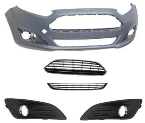 FORD FIESTA 2013 - 2017 FRONT BUMPER PRIMED KIT WITH GRILLES COMPLETE NEW - Picture 1 of 6