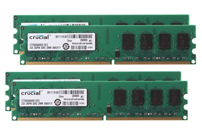 8GB Desktop Memory RAM Crucial 4x2GB 2Rx8 PC2-6400U DDR2 800MHz 240pin DIMM - Image 1 of 4