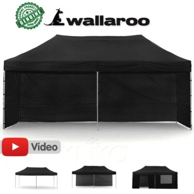 BLACK 3x6 WALLAROO POP UP OUTDOOR GAZEBO FOLDING TENT PARTY MARQUEE SHADE CANOPY - image 1 of 4