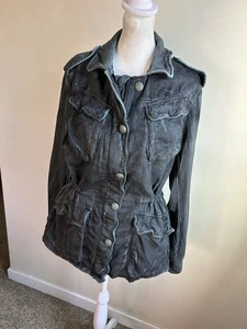 Free People Doppeltuchjacke Militär Kordelzug XS Used-Waschung grau gebraucht, in einwandfreiem Zustand - Bild 1 von 12