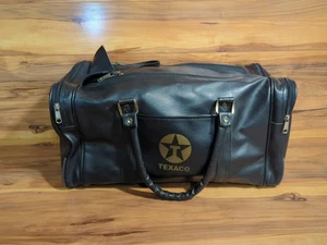 Bolso de Lona Original Antiguo Vintage Cuero TEXACO Bolso Gasoil Valise - Imagen 1 de 15