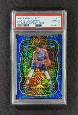 2020-21 Panini Select Company Blue Prizm Giannis Antetokounmpo #20 PSA 10 GEM MT - Image 1 of 3