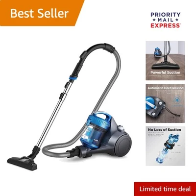Elegant Blue Bagless Canister Vacuum - Lightweight & Powerful for Every Surface - Image 1 of 4