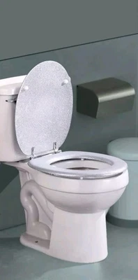 SPOT ON DEALZ Glitter Coating Toilet Seat Silver