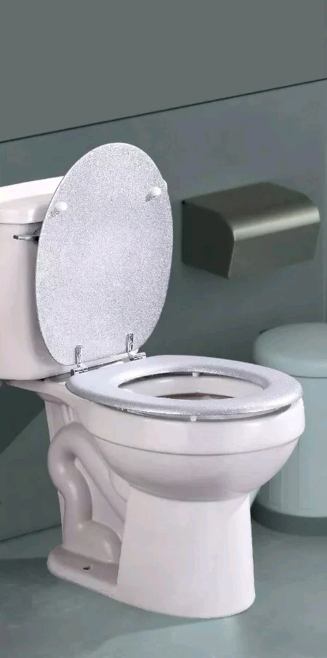 SPOT ON DEALZ Glitter Coating Toilet Seat Silver