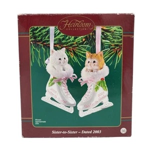 Carlton Cards Ornaments Sister-to-Sister 2003 Cats Kittens Ice Skating Heirloom - Picture 1 of 10