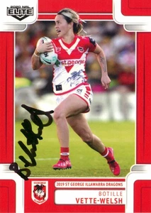 Signed 2020 St George Illawarra Dragons NRLW Elite Card - Botille Vette-Welsh - Picture 1 of 3
