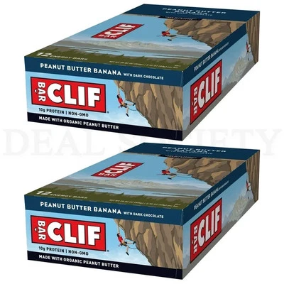 (2) 12 ct boxes Clif Bars - Energy Bars - Peanut Butter Banana Dark Chocolate - Image 1 of 4