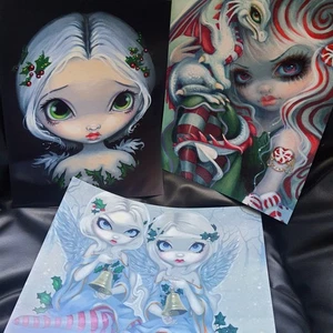 Jasmine Becket-Griffith 3er Set Weihnachtsdruck große Augen Fee Kunst Strangeling  - Bild 1 von 7