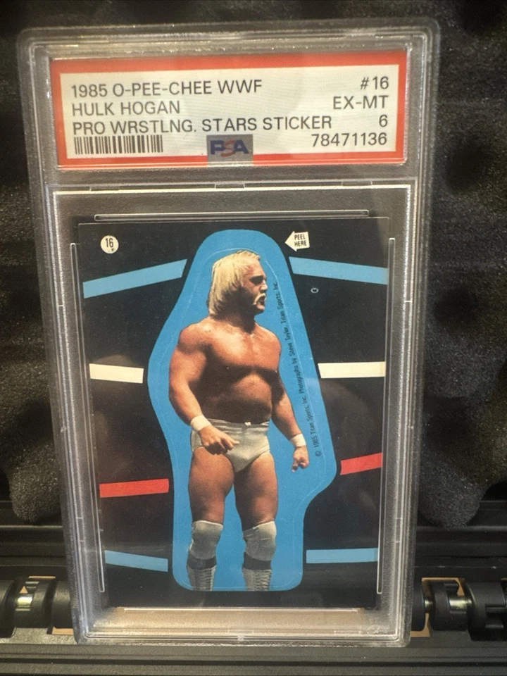 Pegatinas 1985 Topps WWF Hulk Hogan #16 * PSA 6 como nuevo * leyenda de la WWE HOF Foto 1 de 1