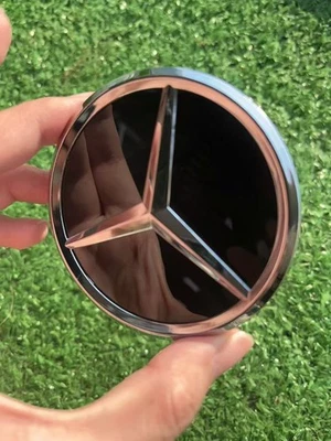 4* MERCEDES-BENZ mirror BLACK 75 mm/2.95in Wheel Center Caps Fits Most Model - Image 1 of 4