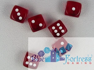 CHESSEX translúcido 12mm JUEGO DE 6 D6 DADOS ROJO-BLANCO MTG WoW WARHAMMER - Imagen 1 de 2
