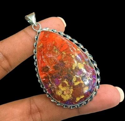 Joyería colgante hecha a mano con piedras preciosas de cobre turquesa enchapado en plata de ley 925 Foto 1 de 4