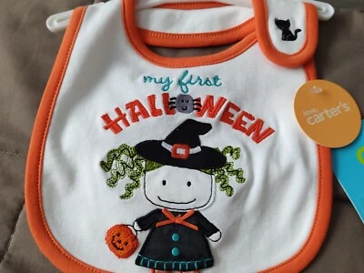 My 1st First Halloween Babero Carters Bebé Talla Única Naranja Recortado Bruja Aplique  Foto 1 de 4