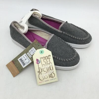 Reef Salty Island Fur Womens Casual Solid Flats Dark Gray Slip On Shoes Size 6 - Image 1 of 4