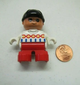 Vintage LEGO DUPLO TODDLER GIRL Red Pants FIGURE Rare Black Helmet Horse Rider - Picture 1 of 3