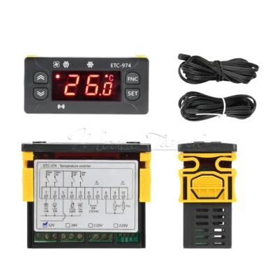 DC12V 24V AC110/220V ETC-974 LCD Digital Temperature Controller Smart Thermostat - Bild 1 von 4