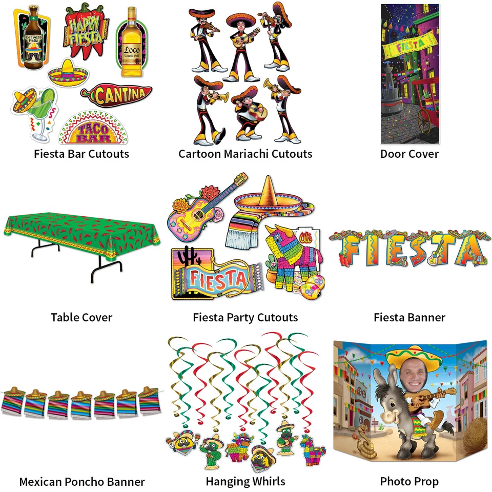 MEXICAN FIESTA THEME PARTY DECORATIONS - PARTYWARE COMPLETE SELECTION - Image 1 of 1