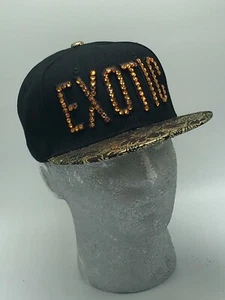 Fashion Caps EXOTIC Black | Gold | Brown Rhinestone Adjustable Flat Cap - Picture 1 of 9