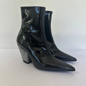Simon Miller Womens Boots Size 37 Black Witchy Pointed Toe Patent Leather Zipper - Picture 1 of 11