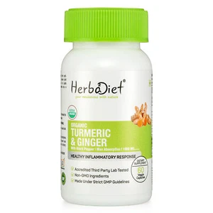 Organic Turmeric Curcumin Ginger Black Pepper Capsules STRONG Anti-Inflammatory - Picture 1 of 4