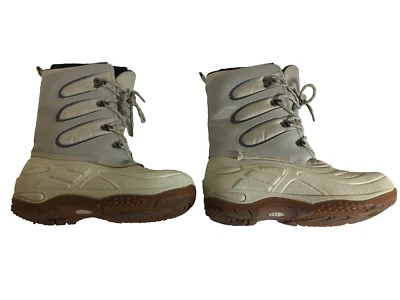 LL Bean зимние ботинки детский размер 6 желтовато-коричневый изолированный резиновый шнурует вверх недостаток - Изображение 1 из 4