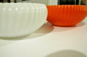 2 Vintage Vitrock Hocking Glass Company 6" Bowls, Milk Glass Ribbed & Swirled - Picture 1 of 4