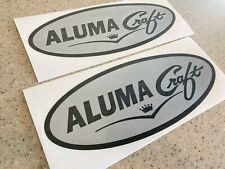 AlumaCraft Vintage Fishing Boat Decals 12" Black Silver Free Ship + Fish Decal!