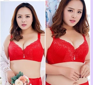 Women’s Wireless Lace Push Up Bra Plus BIG Size Full Coverage Bras Cup Size AB - Picture 1 of 32