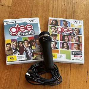 Glee Karaoke Revolution Volume 1 + 2 Nintendo Wii Game + Microphone Tested Mic - Picture 1 of 11
