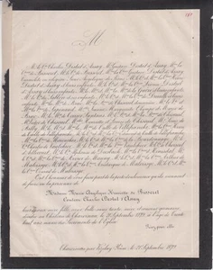 1879 FP décès Mme Charles DESTUT d'ASSAY DESCHAMPS de BISSERET Tharoiseau Yonne - Picture 1 of 1