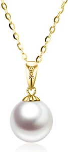 14K Gold Pearl Necklaces for Women with 18K Gold Pendant (Freshwater Cultured Pe - Picture 1 of 12