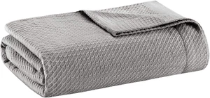 Egyptian Cotton Luxury Blanket Grey 90X90 Full/Queen Size Knit Premium Soft Cozy - Picture 1 of 5