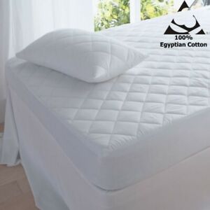 Extra Deep T200 Egyptian Cotton Quilted Mattress Protector Topper Fitted Cover