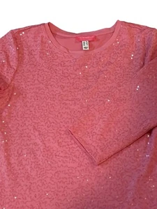 Isaac Mizrahi Live Top Womens XS Pink Sequin 3/4 Sleeve Special Edition Lined - Picture 1 of 14