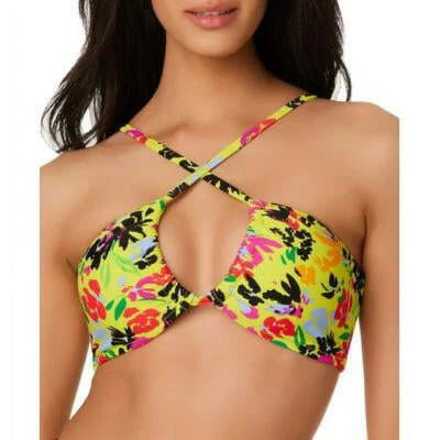 Precio de venta sugerido por el fabricante $44 Top de bikini Bar III amarillo floral cruzado talla mediana Foto 1 de 4