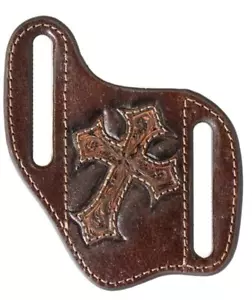 Nocona Coltello Fodera Pelle Floreale Intarsio Croce In rilievo Marrone 1807102 - Foto 1 di 1