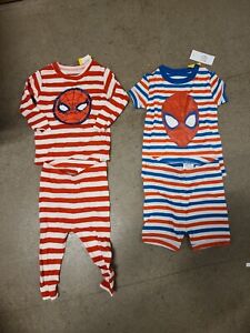 NIP Baby Gap x Marvel Spider-Man Lot Of 2 2-piece Striped Pajamas Set 6-12 mths
