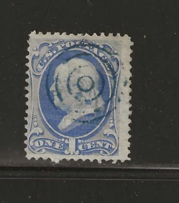 US Scott #134 used 1c ultra 1870 Franklin "H" grill, green bullsye cancel f/vf - Image 1 of 2
