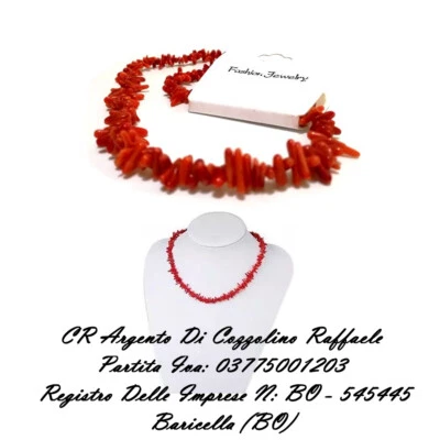 collana di simil corallo rosso donna girocollo rossa colorata in con da pietra - Immagine 1 di 4