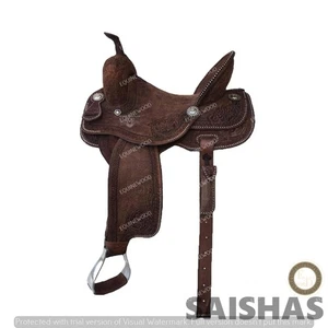 Juego de sillín de cuero Western Premium Barrel Racing mecanizado a mano con tachuela gratuita - Imagen 1 de 4