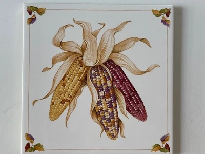 Azulejo Nostálgico Avon, plato caliente; en funda original, maíz "Shades of Autumn", 1994 Foto 1 de 4