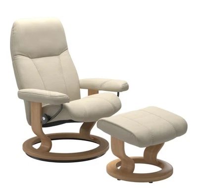 Brand new Stressless Consul medium recliner chair and footstool - classic base - Image 1 of 4