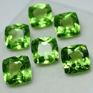 Peridot Square Cushion 48.15 Ct Natural Green CERTIFIED Loose Gemstone Lot 6 pcs - Picture 1 of 9