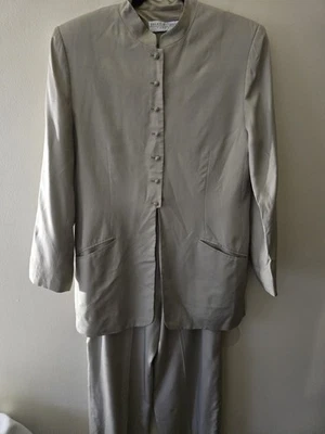 De Colección Valerie Stevens Pura Seda Pantalón Traje Talla 6 Pantalones Talla 8 Chaqueta Elegante Atemporal  Foto 1 de 4