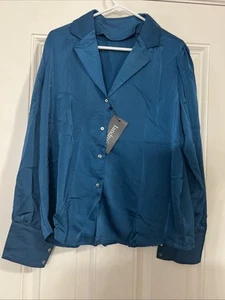 Womens Button Down Shirts Dress Shirts Long Sleeve Blouses V Neck Size XL - Picture 1 of 11