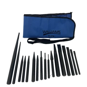 Williams R-27A 17-Piece Punch and Chisel Set – USA – Blue Tool Roll – Very Good - Afbeelding 1 van 18