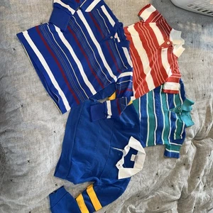 3-Health-tex Boys Shirts Tops Size 5 Striped Red Blue Vintage USA-and Another - Picture 1 of 8