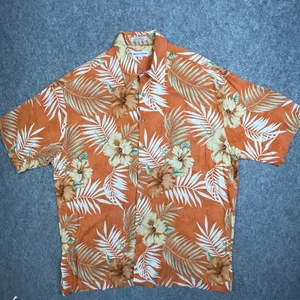 Pierre Cardin Hawaiian Shirt XL Orange Floral 100% Soft Rayon Aloha Vintage - Picture 1 of 10