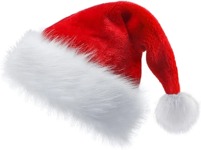 Santa Hat - Adult Long Furry Christmas Hats for Women and Men - Perfect for Chri - Image 1 of 4